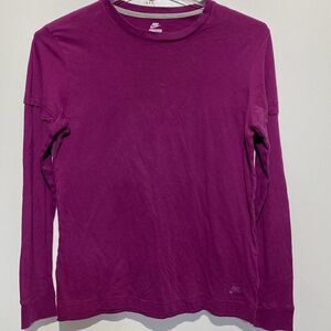 Nike Women's Purple Crew Neck Layered Long Sleeve T-Shirt Size Large